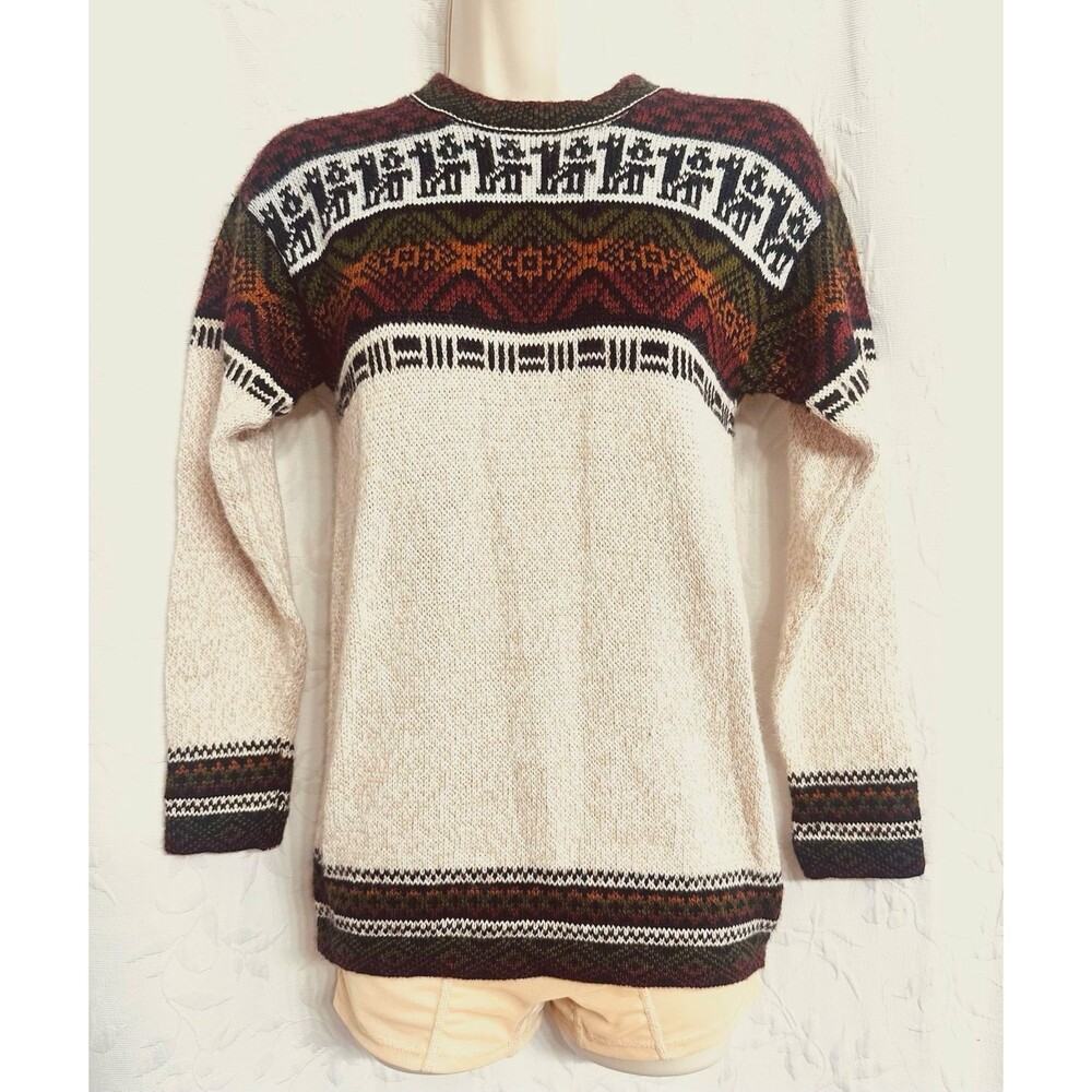 Peruvian Native Baby Alpaca Cozy Long Sleeves Crew Neck Pullover Sweater S
